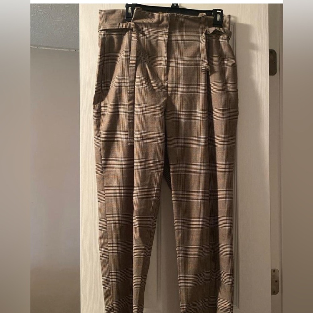 Zara Plaid Paperbag Pants Size L